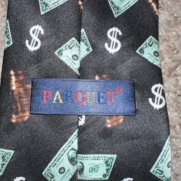 Black Tie- Chess and Money Pattern Tie - Picture 2 of 8